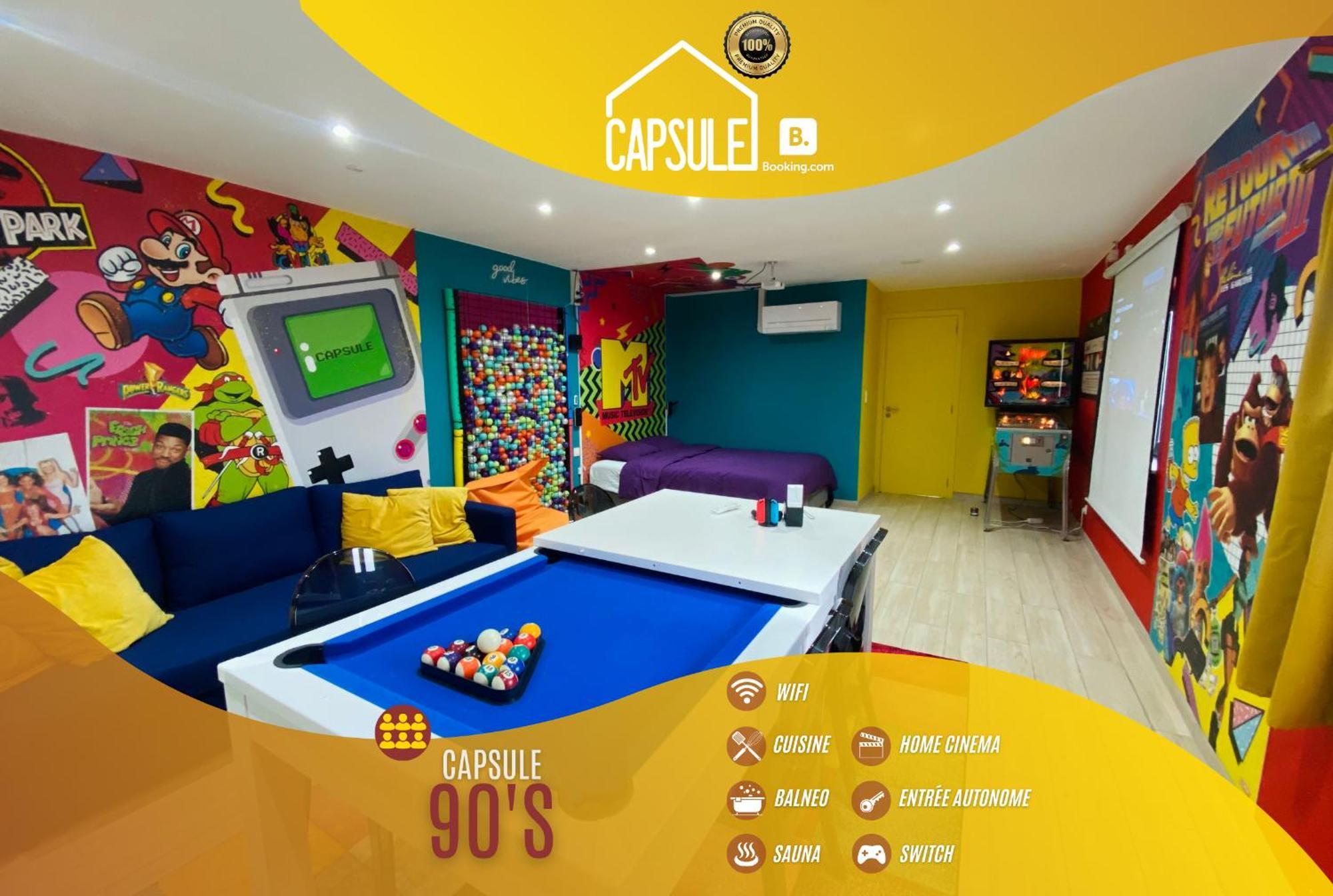 Capsule 90'S - Balneo - Sauna - Flipper - Billard - Netflix - Nintendo Switch & Jeux - Mons Dış mekan fotoğraf